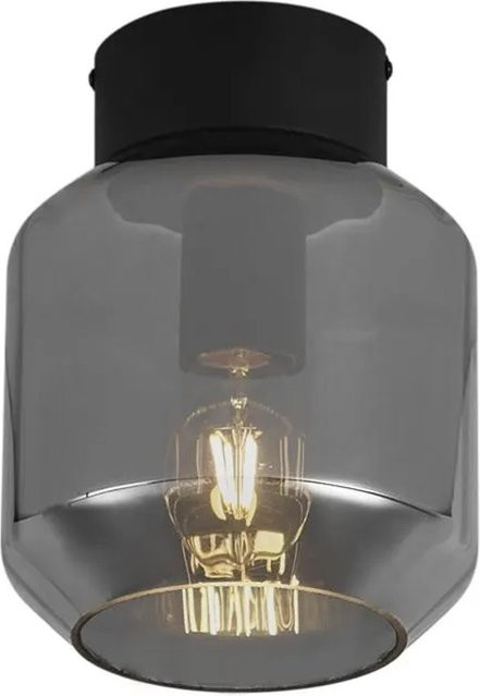 QAZQA Moderne Deckenleuchte in Schwarz mit zylindrischem Rauchglas und E27 Fassung - Bild 1
