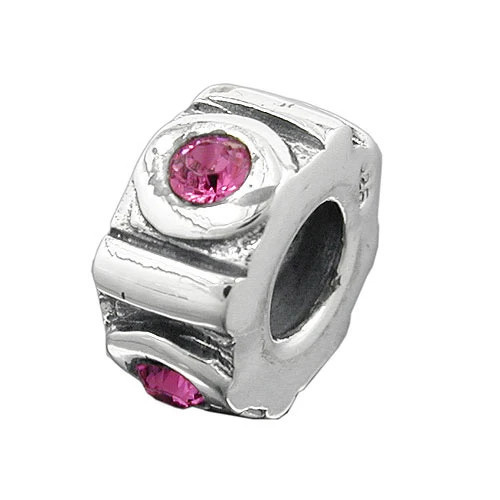 SIGO Bead, 925 Silber, pink, Kristall, Zirkonia, Unisex - Bild 1