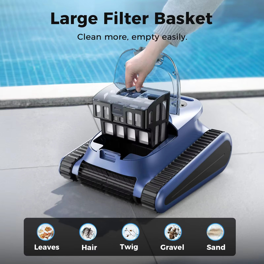 Seauto Roboter-Poolreiniger Blau mit Wandkletterfunktion und Akku für bis zu 210 Minuten Laufzeit - Bild 4