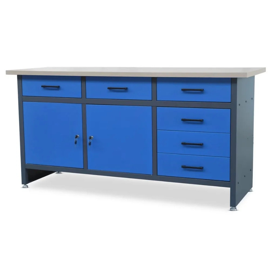 JAN NOWAK Werkbank HENRY Werkstatt mit 2 Türen in Anthrazit-Blau, H x B x T: 85 x 170 x 60 cm - Bild 2