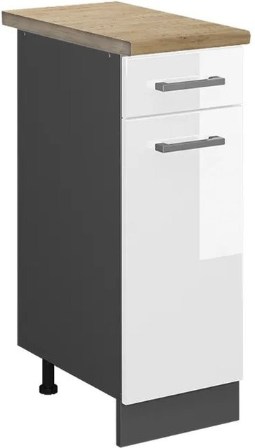 Vicco Küchenunterschrank R-Line in Weiß Hochglanz und Anthrazit mit Eiche-Optik, B/T/H: 30 x 60 x 81,6 cm - Bild 1