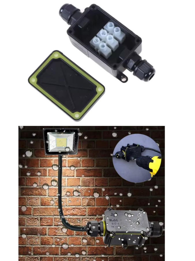 AOKIN Externe 2-Wege Anschlussdose IP68 Wasserdichte Elektrodose mit M20-Stecker in Schwarz - Bild 6