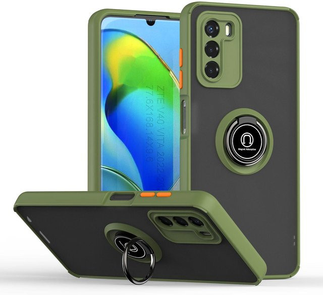 Motorola Ring Hülle mit Ständer aus Hart-PC für Moto G55 G51 G60 G50 G30 G20 E30 E50 Fusion Neo Pro Ultra G42 G52 G22 G31 G41 in Grün - Bild 1