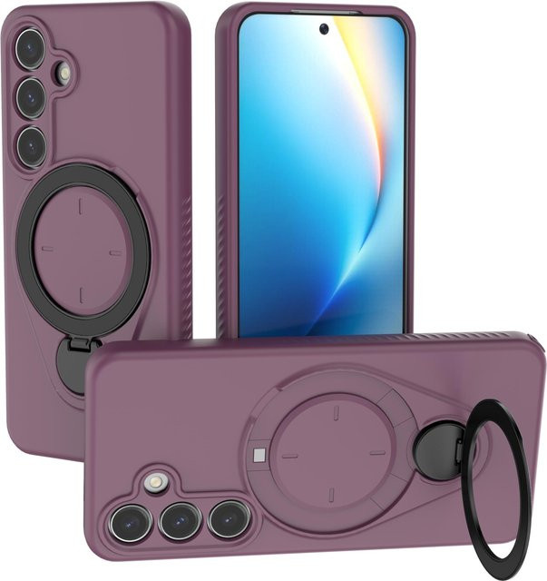 Magnetische Schutzhülle für Samsung Galaxy S26 S25 S24 S23 Ultra Plus mit 360 Grad drehbarem Ringständer und MagSafe Kompatibilität in Purple - Bild 1