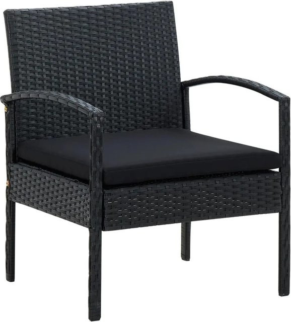 Furnicato Gartenstuhl aus PE-Rattan und Stahl in Schwarz mit Polster und Armlehnen, B/T/H: 58 x 58 x 72 cm - Bild 1