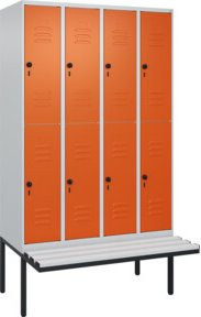 C+P Doppelstock-Spind Classic PLUS Sitzbank mit 4 Abteilen und Sicherheits-Drehriegel, Kunststoff-Sitzfläche, B/T/H: 212 x 120 x 81,5 cm - Bild 1