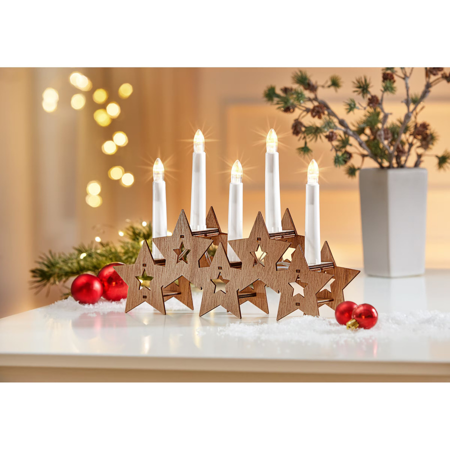 LED-Schwibbogen Stern von Viva Domo aus Holz in Braun für die Weihnachtsdekoration - Bild 2