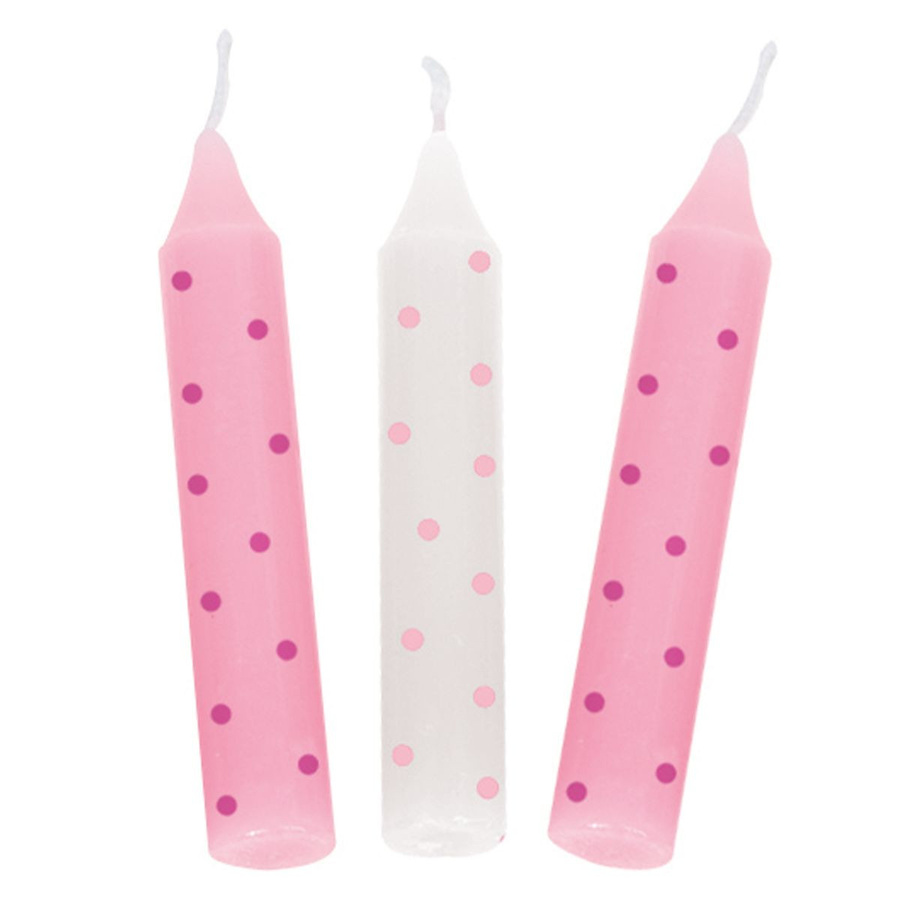 Goki Geburtstagskerzen mit Punktmuster in Pink, 10er Pack - Bild 1