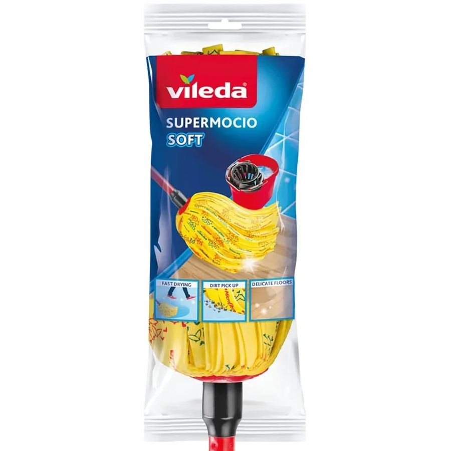 Vileda SuperMocio Soft Wischmopp mit Stiel in Rot und Blau, Höhe: 164 cm - Bild 4