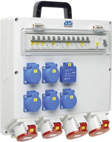 AS Schwabe CEE Stromverteiler FIXO 15D 61526 in Weiß, 400V, 32A, 3-Phasen - Bild 1