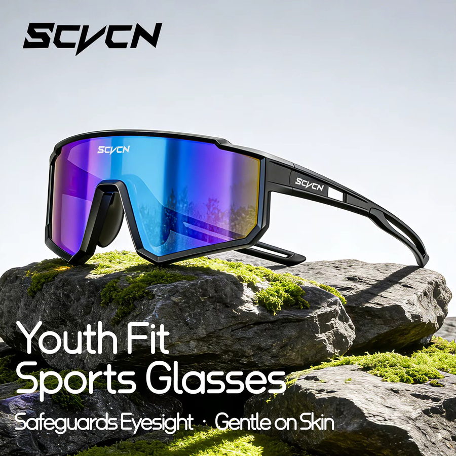 SCVCN Sportsonnenbrille Kinder, Vollrand, Kunststoff, silver, black - Bild 2