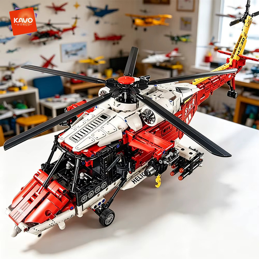 KAVOWORLD Rettungshubschrauber, Bausteine, Militärflugzeug-Modell - Bild 4