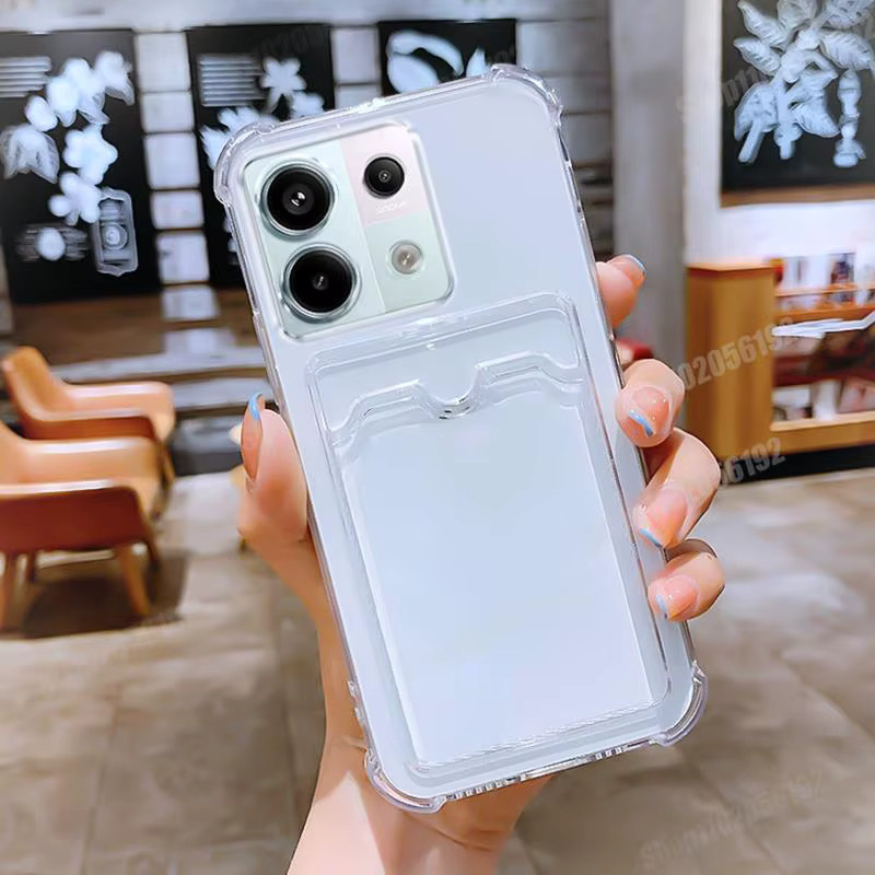 Transparente Silikonhülle mit Kartensteckplatz für Xiaomi Redmi Note 14 13 12 11 10 9 Pro Plus 5G und Redmi Note 12S 11S 10S - Bild 2
