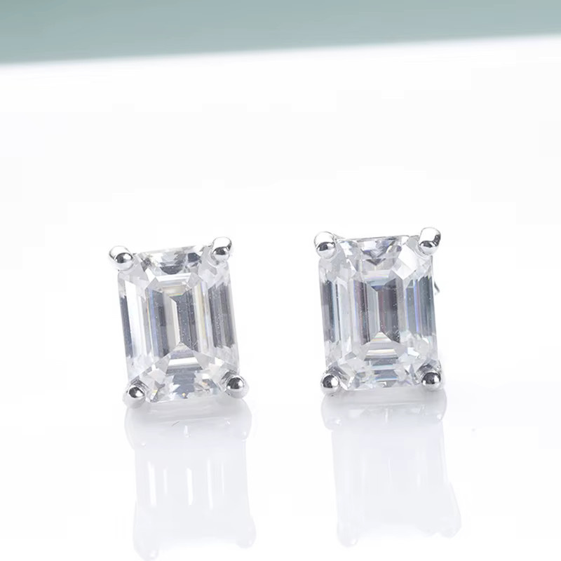 JOYCE JELLY Ohrstecker, S925 Sterling Silber, Smaragd, Moissanit, Unisex - Bild 2