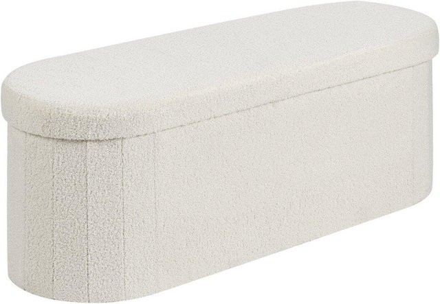 Ovaler Aufbewahrungs-Ottomanen aus Teddyfleece von Buying Solutions, MB, faltbare Polsterbank mit großem Stauraum in Beige und Weiß - Bild 1