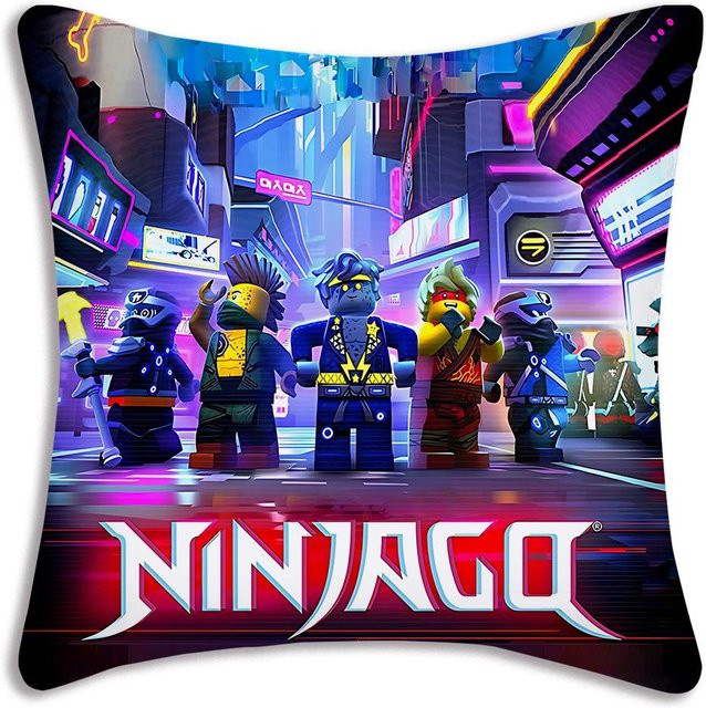 Ninjago Kissenbezug von ZX Blanket mit Cartoon-Print, kurzplüschig und doppelseitig bedruckt, Multicolour, B/T/H: 60 x 60 x 0 cm - Bild 1
