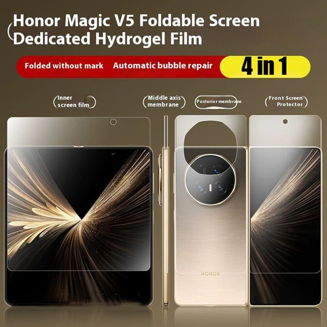4in1 Hydrogel Displayschutzfolie für Honor Magic V5 V3 V2 Matte Soft TPU Schutzfolie Transparent - Bild 1