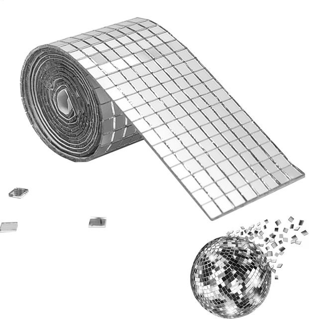 Selbstklebende Spiegel-Disco-Fliesen in Silber für DIY-Mosaik, Kunstcollage und Dekoration, Maße pro Fliese: 5 x 5 mm - Bild 1