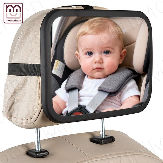 momo&dudu Panorama-Babyautospiel in Schwarz, bruchsicher und zertifiziert für eine klare Sicht auf dein Baby - Bild 1