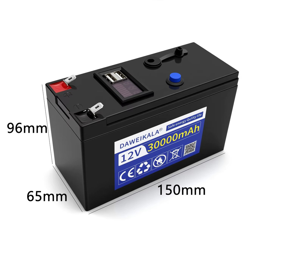 DAWEIKALA Wiederaufladbarer 12 V 30000 mAh Li-Ionen-Akku in Schwarz für Spielzeugautos, LED-Streifen und Outdoor-Stromversorgung - Bild 3