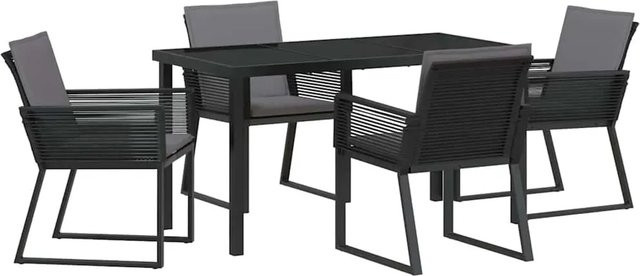 vidaXL Garten Essgruppe 5-teilig aus Poly Rattan und Glas in Schwarz - Bild 1