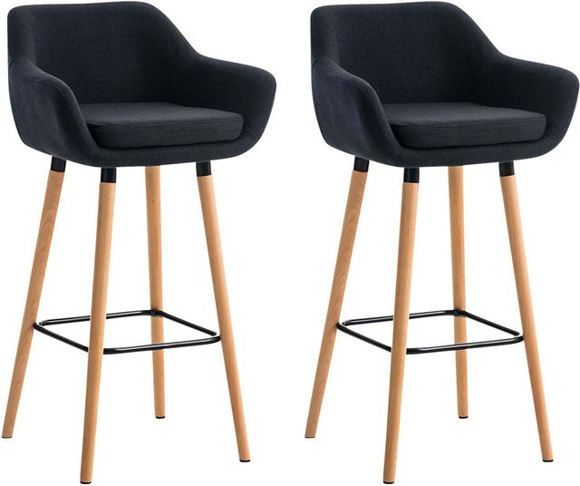 TPFLiving 2er Set Barhocker Grande in Schwarz mit Holzgestell und Stoffbezug - Bild 1