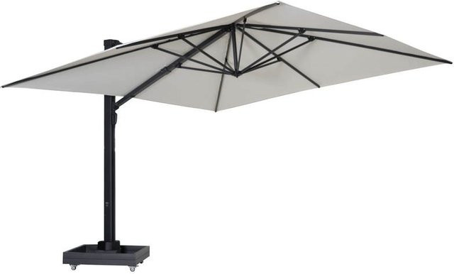 OUTFLEXX Ultimate L Ampelschirm in Anthrazit und Creme mit befüllbarem Schirmständer, B/T/H: 400 x 400 cm - Bild 1