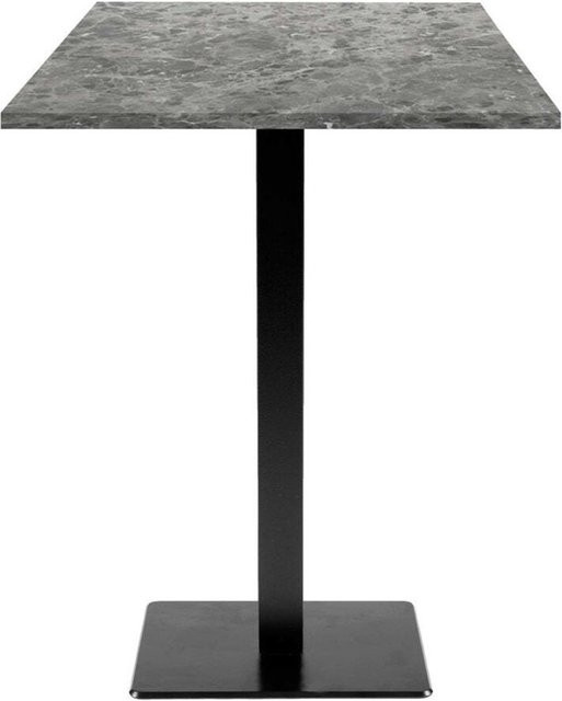 RestooTab Stehtisch Milan quadratisch in Steinoptik und Holzdekor, Farbe Steingrau/Marmoriert und Schwarz, B/T/H: 60 x 60 x 113 cm - Bild 1