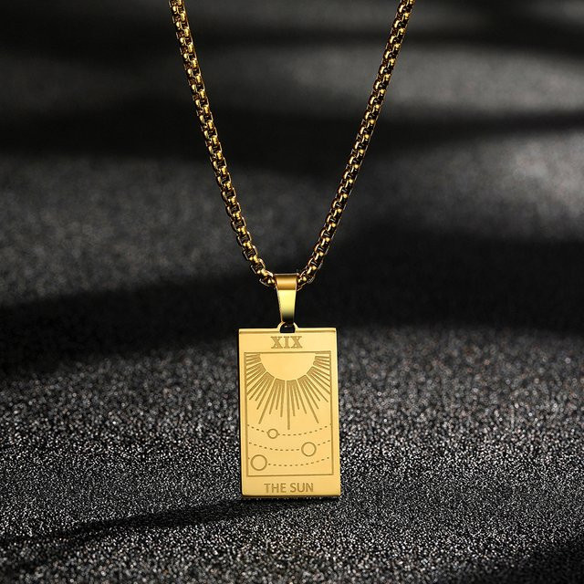Kinitial Anhänger Sonne, Edelstahl, Gold, Unisex - Bild 1