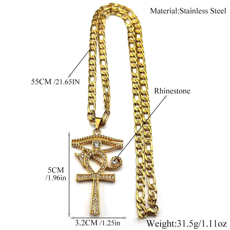JYTF Anhänger Halskette Edelstahl, Gold, Kristall, Zirkonia, Unisex - Bild 2