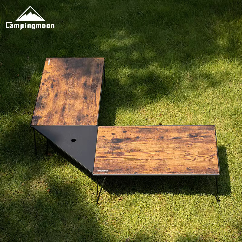 MOUNTAINHIKER T-2356BK rechtwinkliger Dreieck-Klapptisch aus Aluminiumlegierung in Schwarz mit erweiterbarem Panel für den Außenbereich - Bild 4