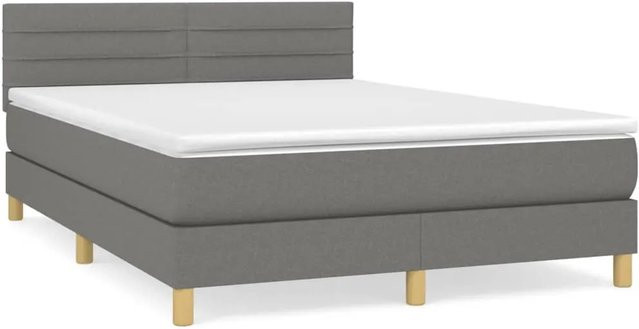 vidaXL Boxspringbett Hybrid mit Matratze Dunkelgrau B/T: 140 x 200 cm - Bild 1