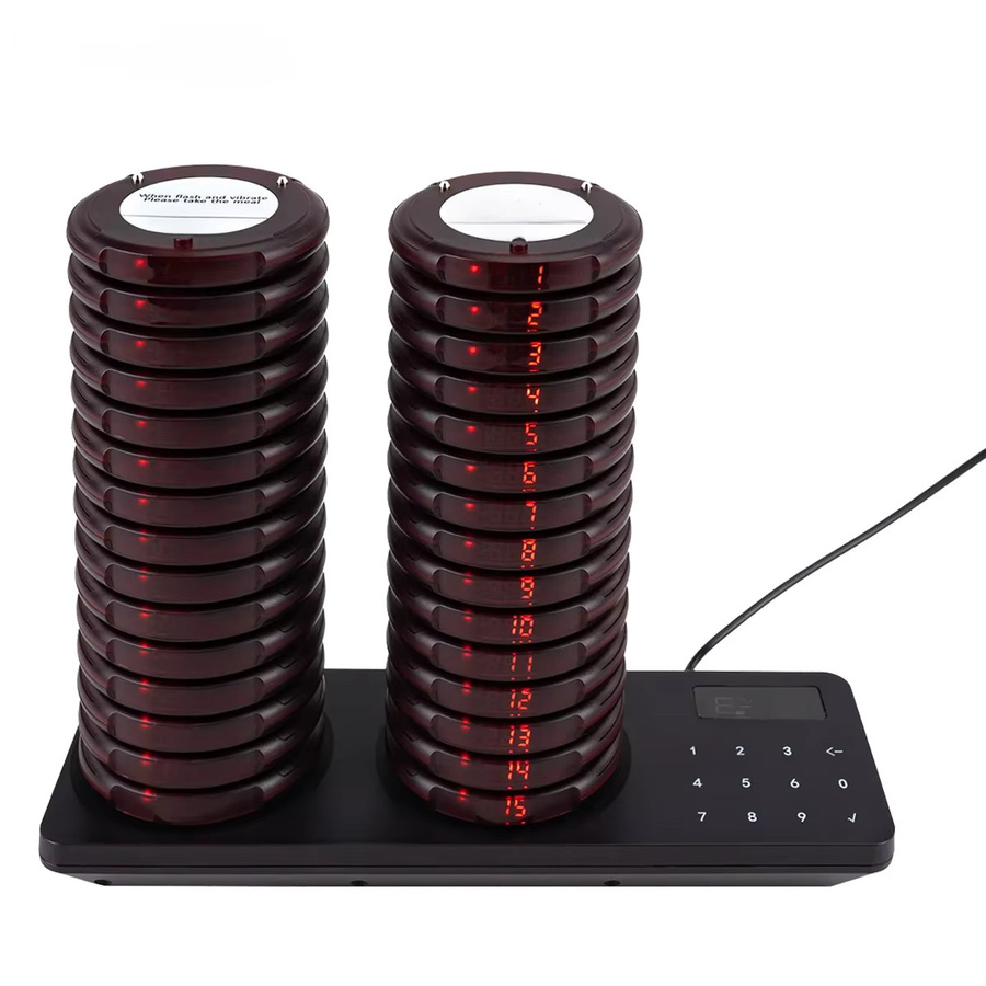 RETEKESS TD163 Drahtloses Restaurant-Rufsystem in Schwarz mit 30 Coaster-Buzzern und Vibrations- sowie Klingelempfängern für Food Truck, Café und Bar - Bild 7
