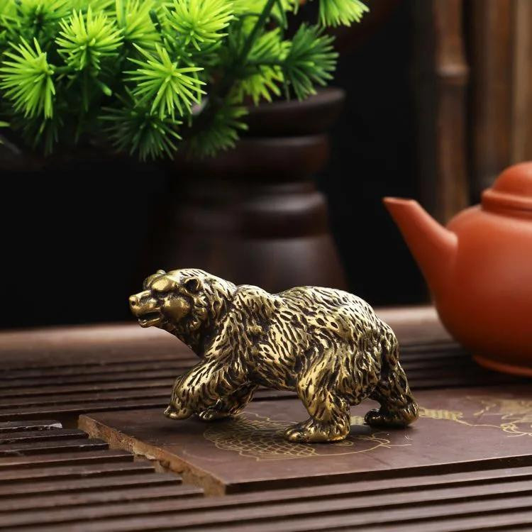 Yiran Furniture Desktop Dekoration Bär Statue aus Messing in Gold und Kupfer - Bild 2
