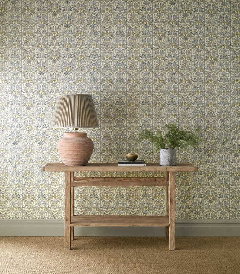 Morris & Co Tapete Oak & Blossom in Mineral Blue/Linen - Bild 1