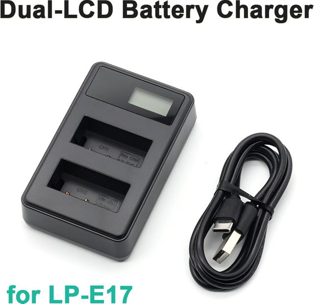 Canon LP-E17 Dual-Slot Ladegerät mit USB-C-Schnittstelle in Schwarz für Canon Kameras Rebel T6i, T7i, T8i, SL3, T6s, 200D, 800D und EOS 250D - Bild 1