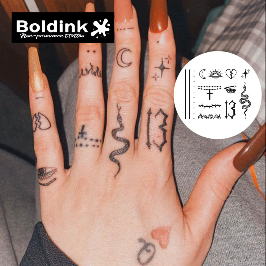 Boldink Minimalist Totem Tattoo Sticker, 12 Symbolkombinationen, Unisex - Bild 2