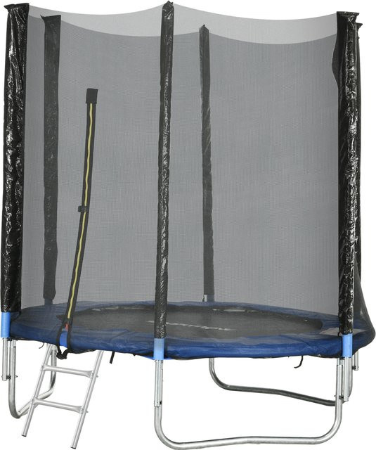 Aosom Gartentrampolin, Ø 180cm, mit Sicherheitsnetz, gepolsterte Stangen, Leiter - Bild 1