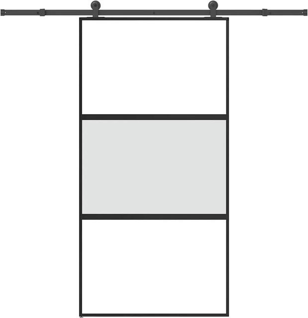 vidaXL Schiebetür aus Hartglas und Aluminium in Schwarz und Transparent, B: 102,5 cm, H: 205 cm - Bild 1