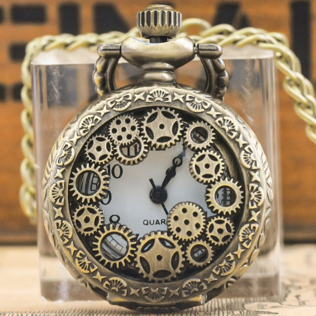 Wecin Taschenuhr-Halskette, Quarz, Bronze, Messing, Unisex - Bild 1