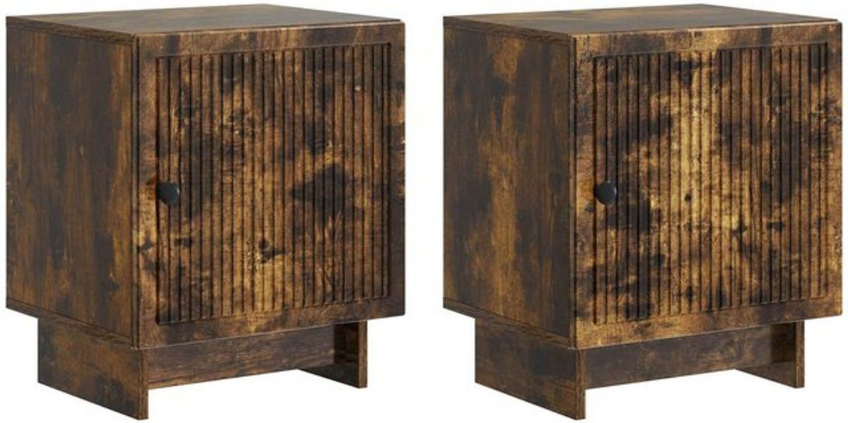 Set aus 2 Nachttischen vidaXL aus geräuchertem Eichenholz in Grau und Braun, B/T/H: 43 x 34,5 x 50 cm - Bild 1