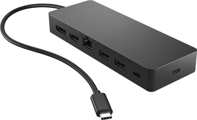 HP Universal USB-C Multiport Hub Dockingstation in Schwarz mit HDMI, DisplayPort und USB-C für OMEN, Victus und ZBook Laptops (50H55UT) - Bild 1
