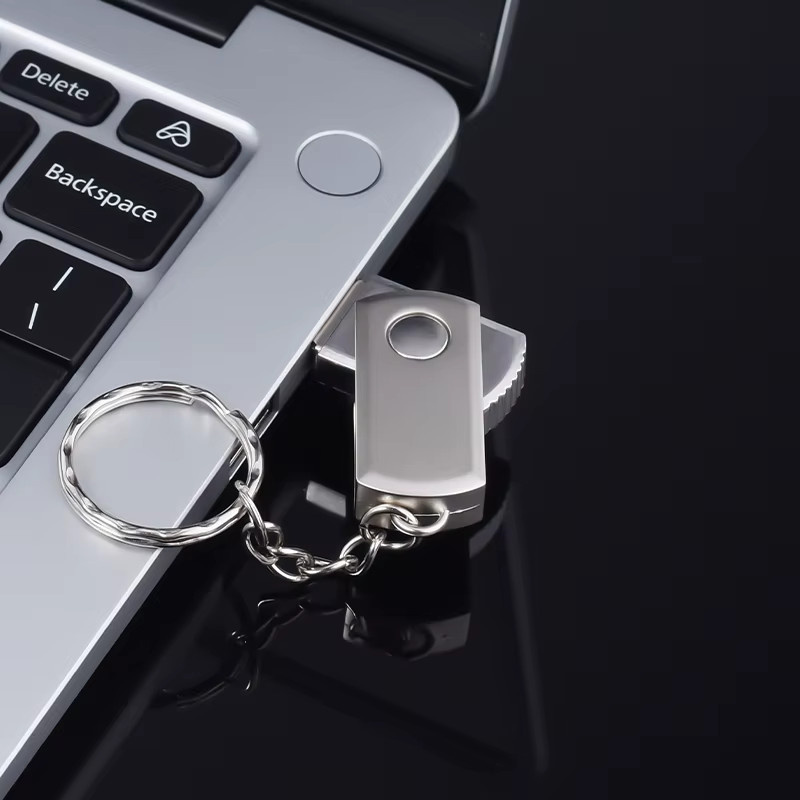 JASTER USB 2.0 Flash-Laufwerk Micro-USB Metall-Stick in Silber mit Drehfunktion und Schlüsselanhänger - Bild 3
