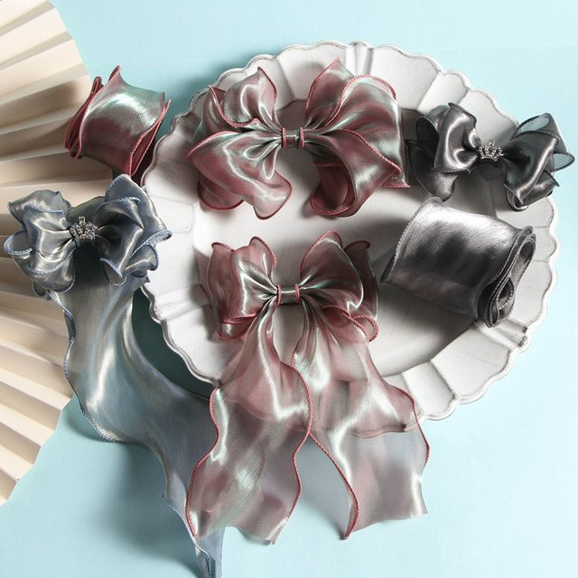 5Yards Organza-Band mit gewellter Kante in Metallic-Optik, bunt, ideal für Schleifen, Blumensträuße und Geschenkverpackungen - Bild 1