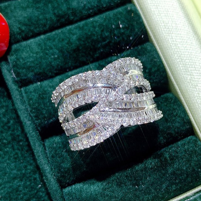 Huitan Bling Bling Ring, Silber, Zirkonia, Damen - Bild 1