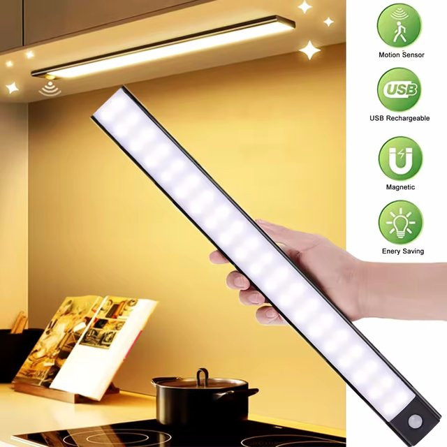 LED Nachtlicht mit Bewegungssensor von OKAL RED EAST, kabellos via USB, weiß, ideal für Küche, Schlafzimmer und Schrank - Bild 1