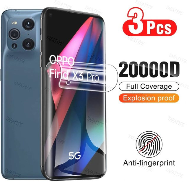 3er-Pack Hydrogel Display Schutzfolie für OPPO Reno, Find X3 Neo, X5 Lite und diverse A-Serie Modelle, transparent - Bild 1