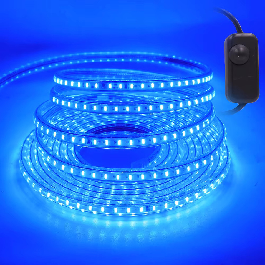 KISUFU Dimmbarer RGB LED-Streifen 220V, Blau und Multicolour, IP65 Wasserdicht, 120 LEDs/m, Breite: 6 mm - Bild 2