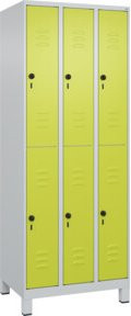 C+P Doppelstock-Spind Classic PLUS mit 3 Abteilen, Stahlkonstruktion, Lichtgrau und Clowngrün, B/T/H: 195 x 75 x 50 cm - Bild 1