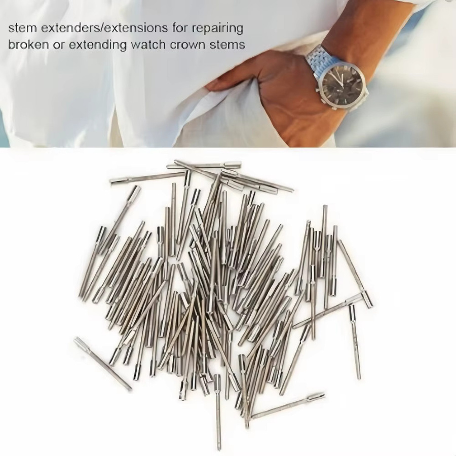 Uhrenkronen-Verlängerungsteile, 10-teiliges Reparatur-Werkzeug-Set, Edelstahl, Silber - Bild 1